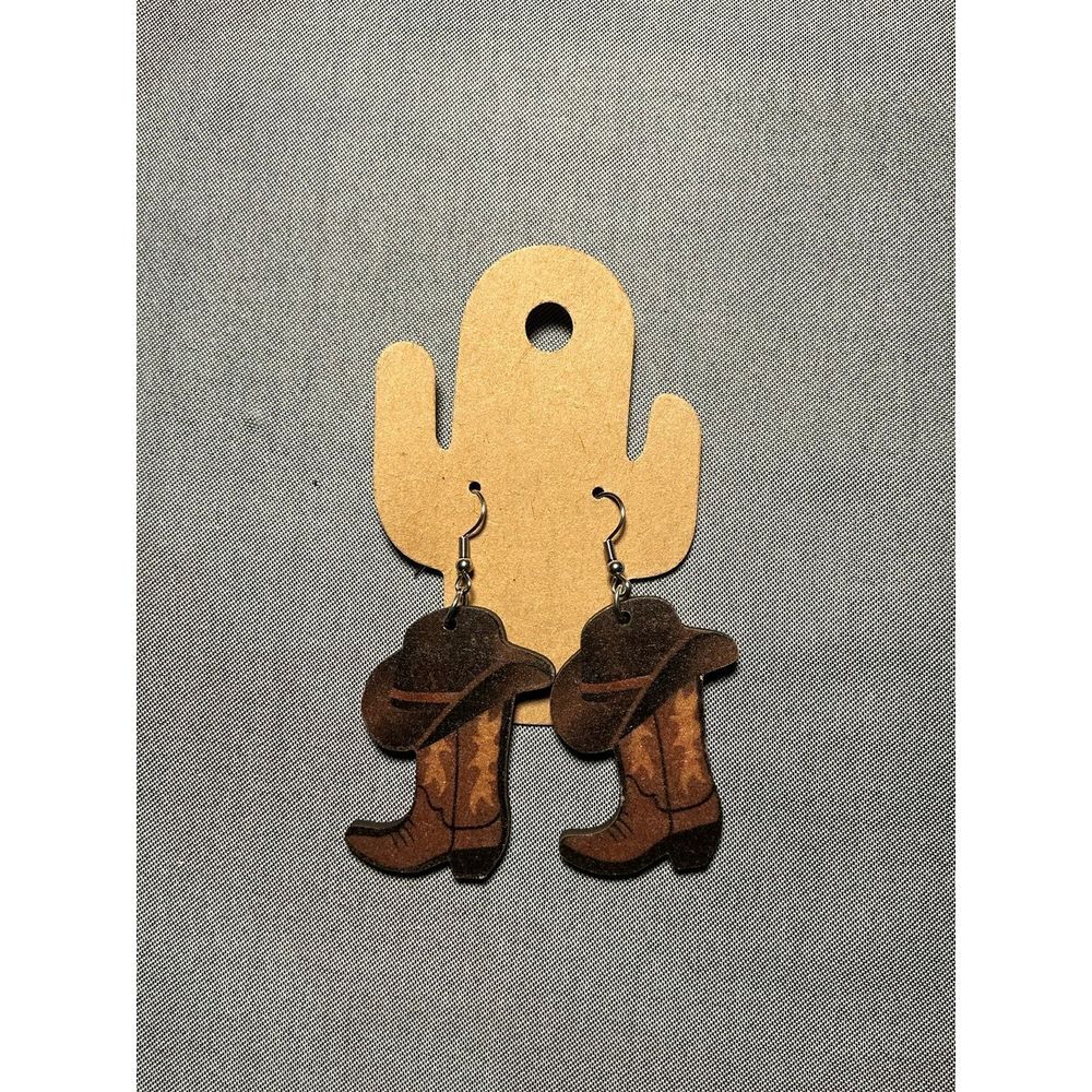 Brown‎ Cowboy Boot Earrings